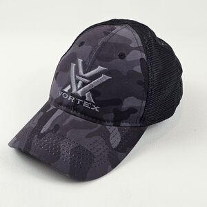 Vortex Optics Hat Black Gray Camo Trucker Mesh Snapback Embroidered Logo Cap
